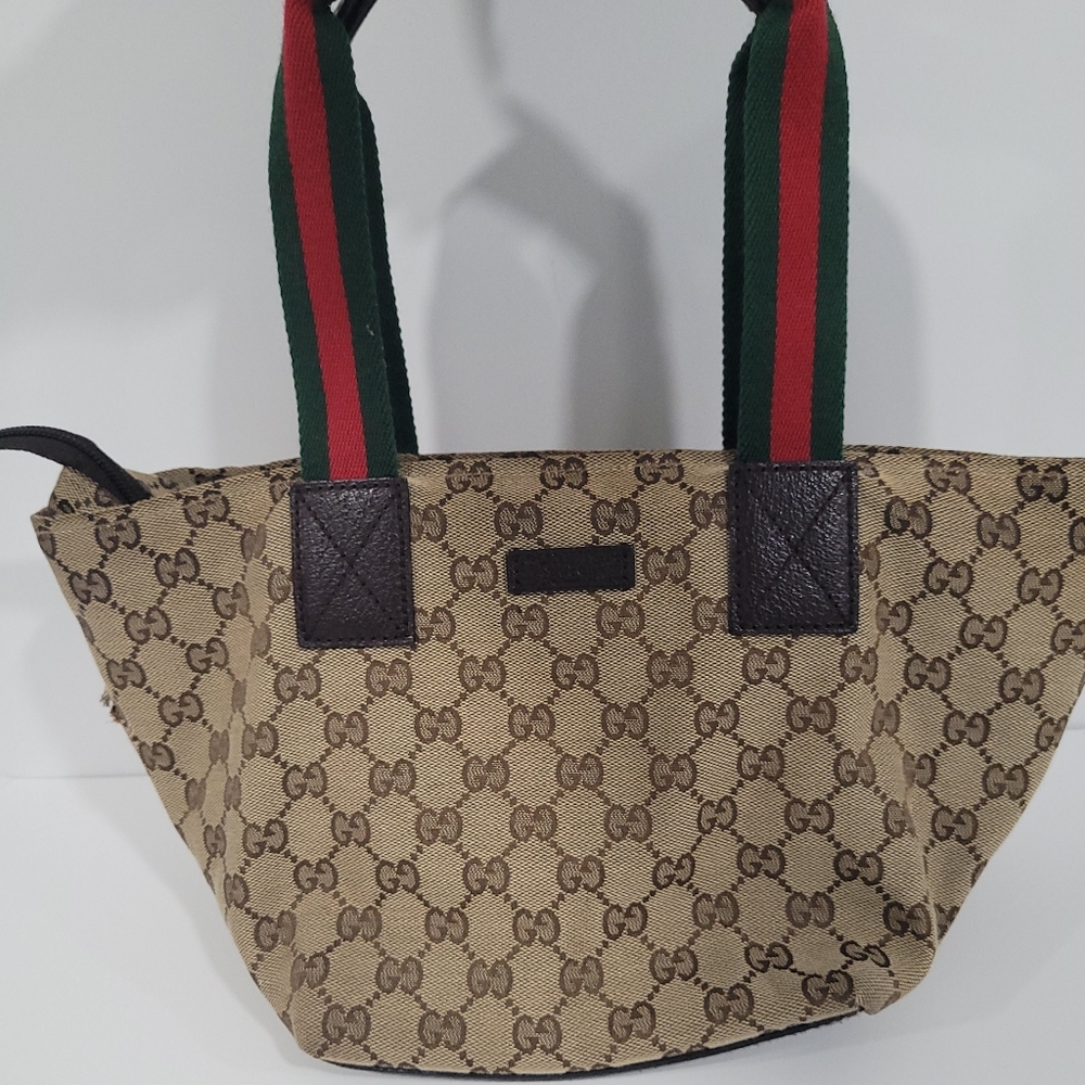 Authentic!! Gucci Sherry Line Canvas Tote Handbag
